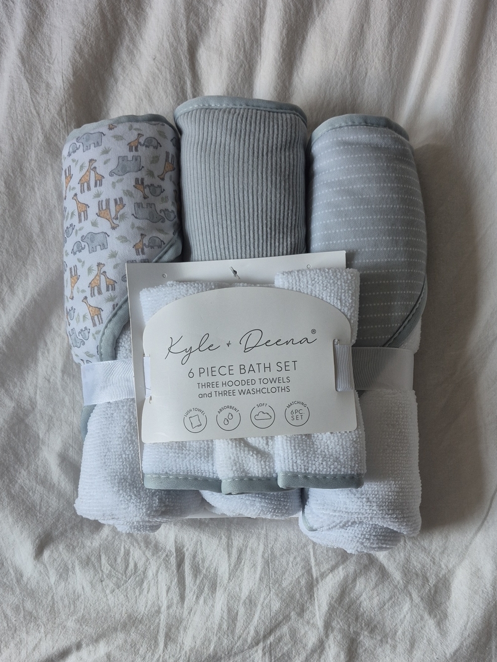 Kyle + Deena 6-Piece Baby Hooded Towel & Washcloth Set